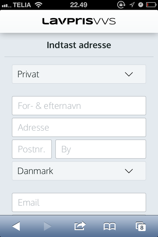 LavprisVVS.dk mobil site #1